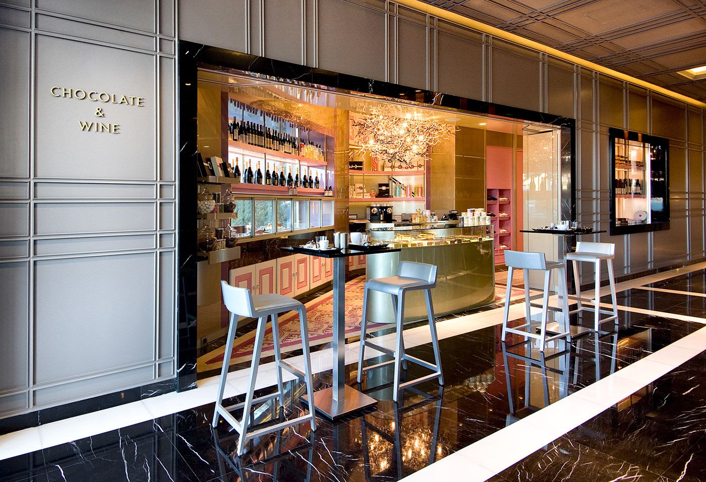 Interior of a chocolate and wine store