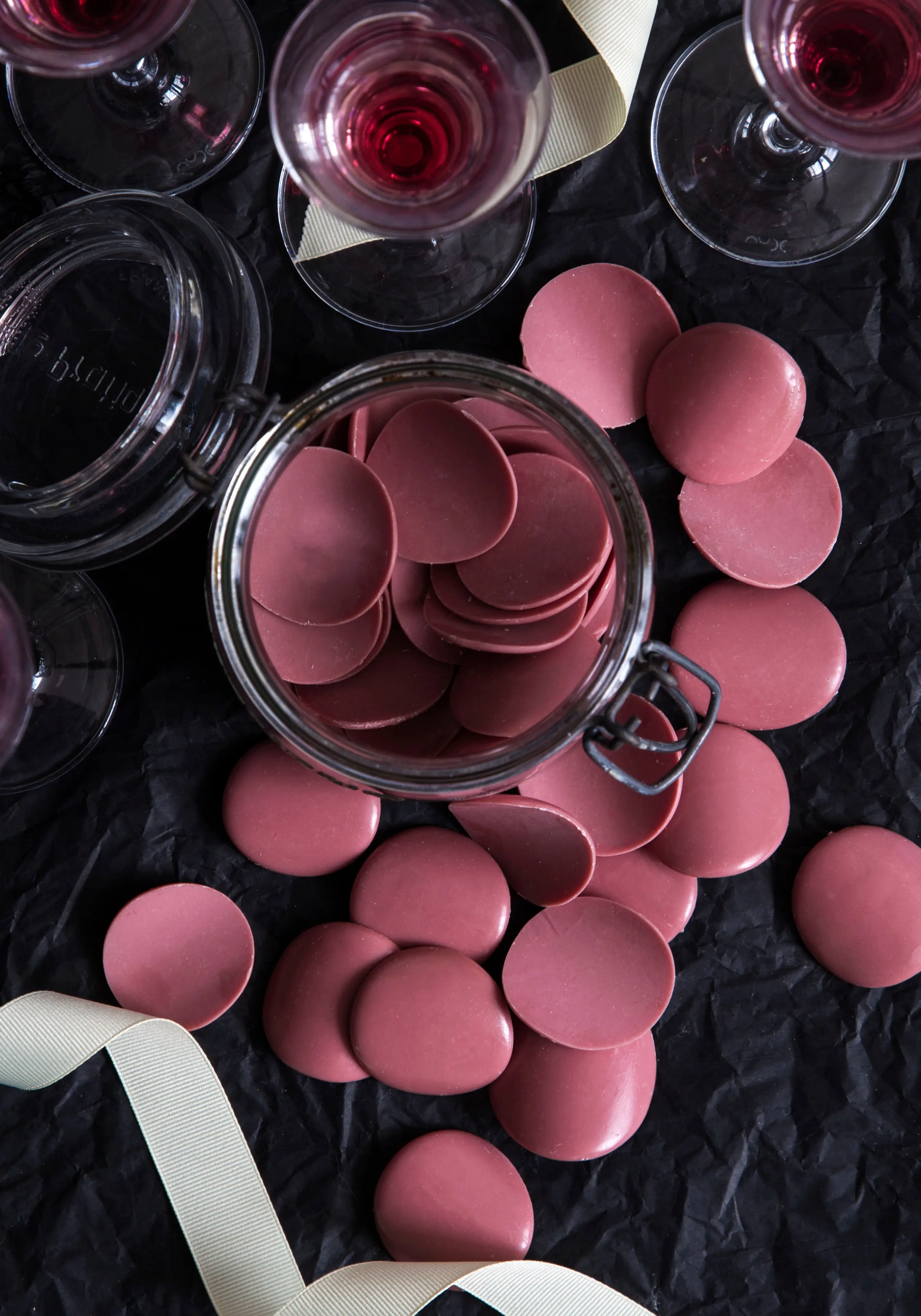 Stacked handcrafted chocolates