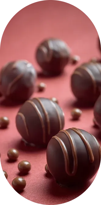 Chocolate bonbons on a red surface